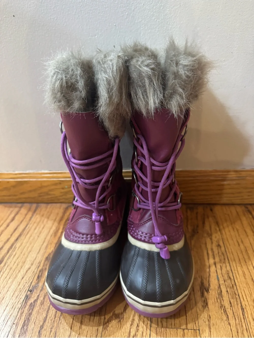 Sorel Joan Of Arc Boot Suede Waterproof Winter Faux Fur Purple Winter Size 1